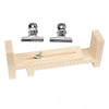 Adjustable wooden bracelet weaving jig with metal clips and a wooden board