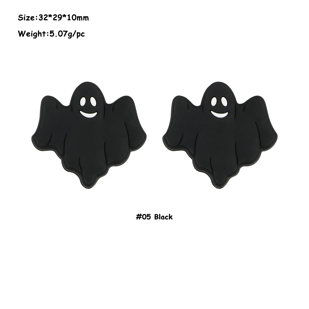 A set of five black ghost silicone beads for jewelry making