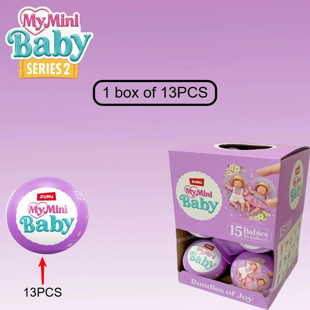 A box of My Mini Baby Series 2 collectible mystery toys containing 13 pieces.