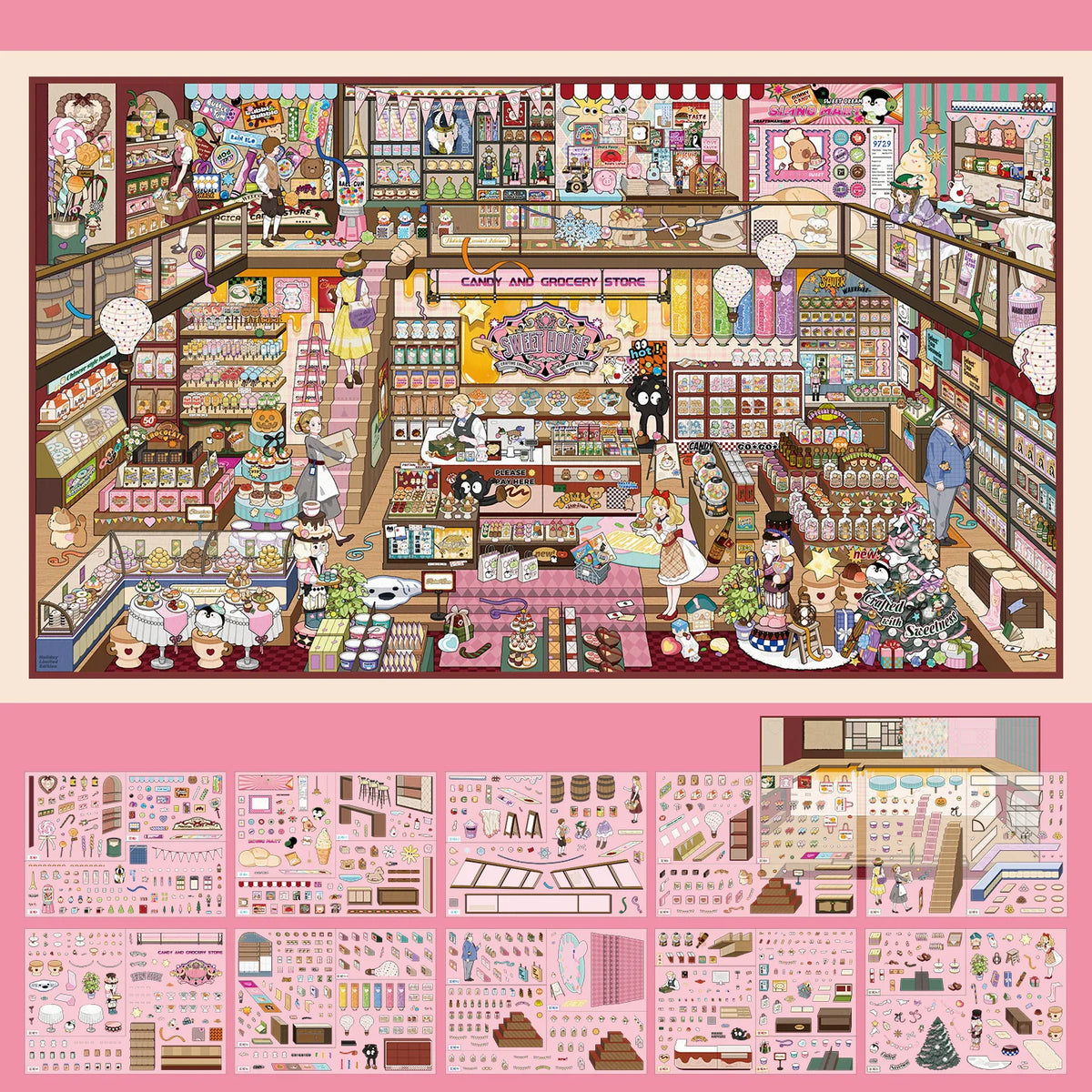 3D House Scene Stickers for Scrapbooking and DIY Crafts