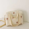 Embroidered Floral Diaper Bag with Bear Design