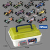 A set of mini pull-back cars in various colors and sizes with a storage bucket for kids