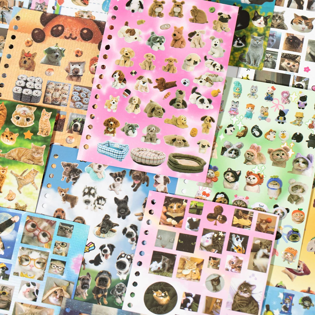 Adorable Pet-Themed Sticker Book (30 Designs)