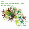 A collection of plant flower stem building blocks in various colors including brown, green, and white.