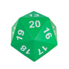 A green D20 polyhedral dice showing the number 20 on one face.