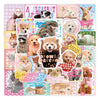 A colorful sticker pack featuring cute retro cartoon animals like rabbits, pandas, and other woodland creatures for crafting.