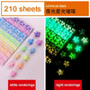A collection of 210 sheets of luminous star strips in various colors, shown alongside night renderings.