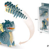 A 3D model of a flying dragon dinosaur puzzle set featuring a dinosaur figure and an instruction box.