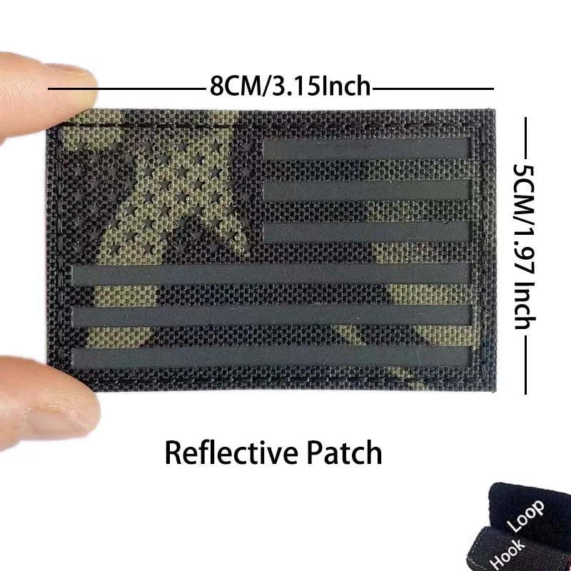 Reflective American Flag Tactical Patch with Glow-in-the-Dark Detail