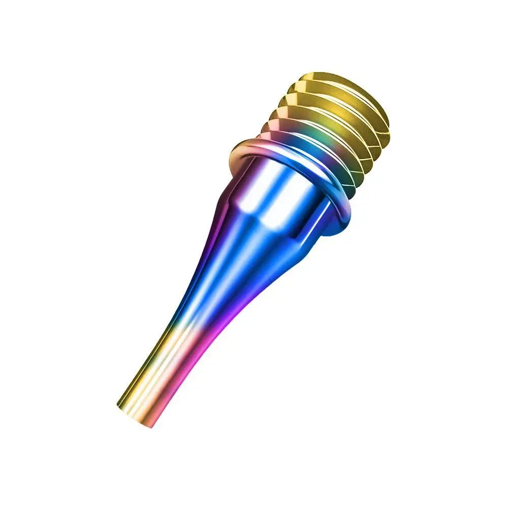 A precision diamond painting pen tip with a stainless steel threaded handle showing a rainbow gradient of colors.