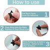 Instructions showing how to use a decorative phone charm hook with adhesive backing, including peeling the plastic cover and 