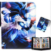A vibrant illustration of a blue and white dragon character on a PU leather card binder with a zipper.