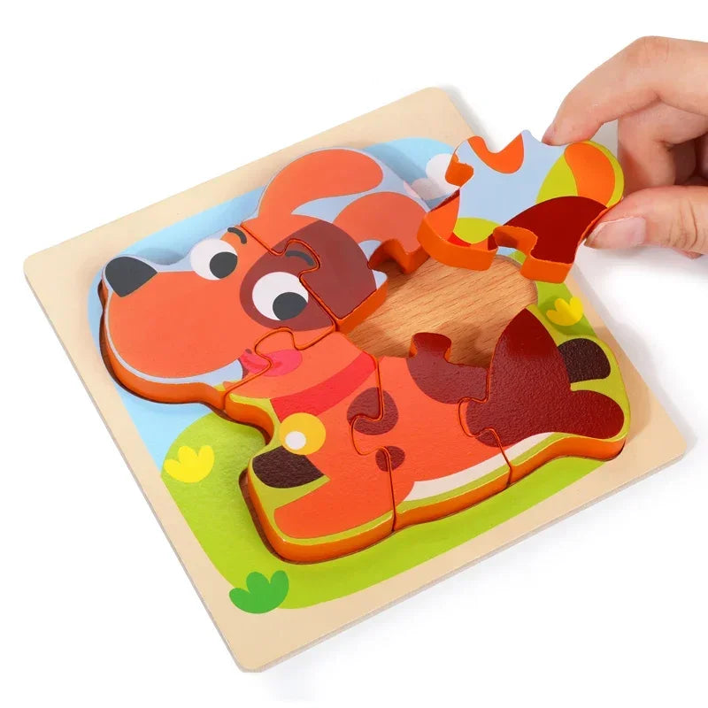 3D Wooden Tangram Puzzle Set for Kids – Cartoon Animals & Traffic Themes
