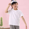 A young girl wearing a white classic cotton crew neck t-shirt and a headband.