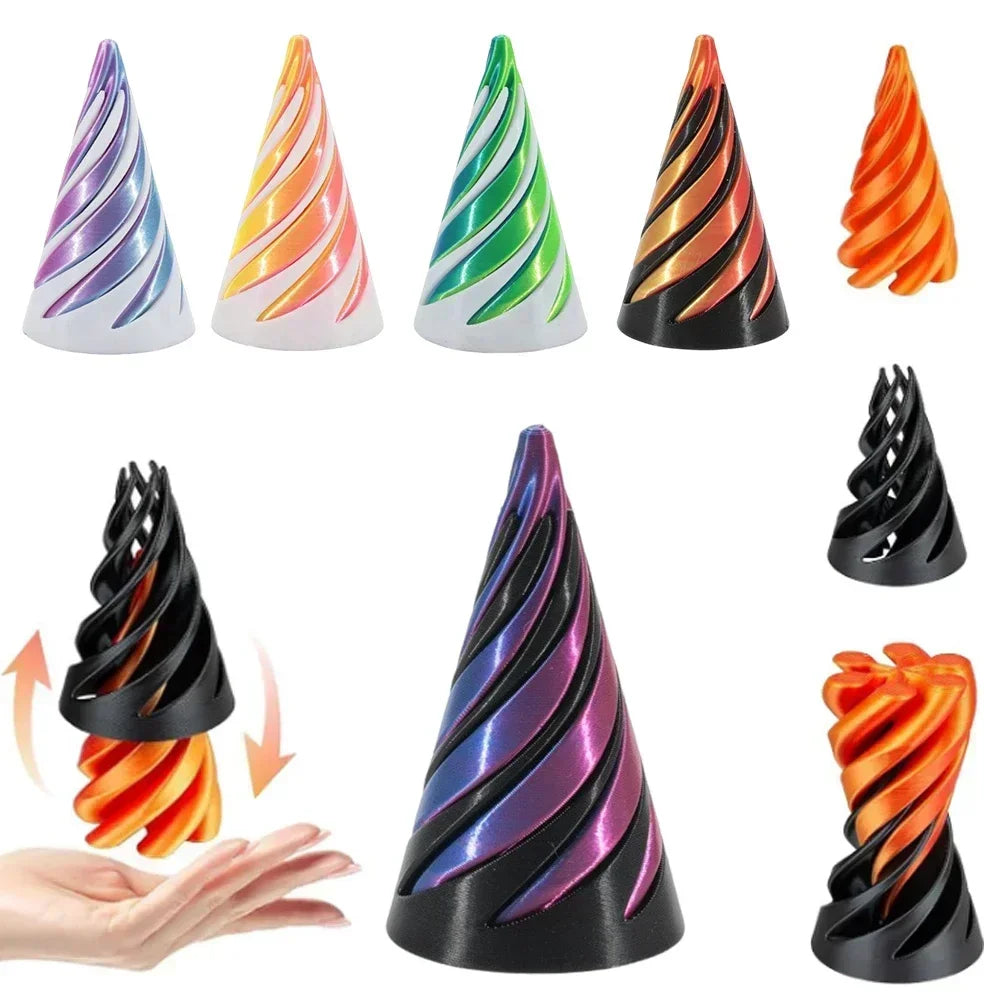 3D Printed Spiral Cone Passthrough Pyramid Sculpture