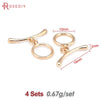 Four sets of 18K gold round O-toggle clasps for bracelets and jewelry making
