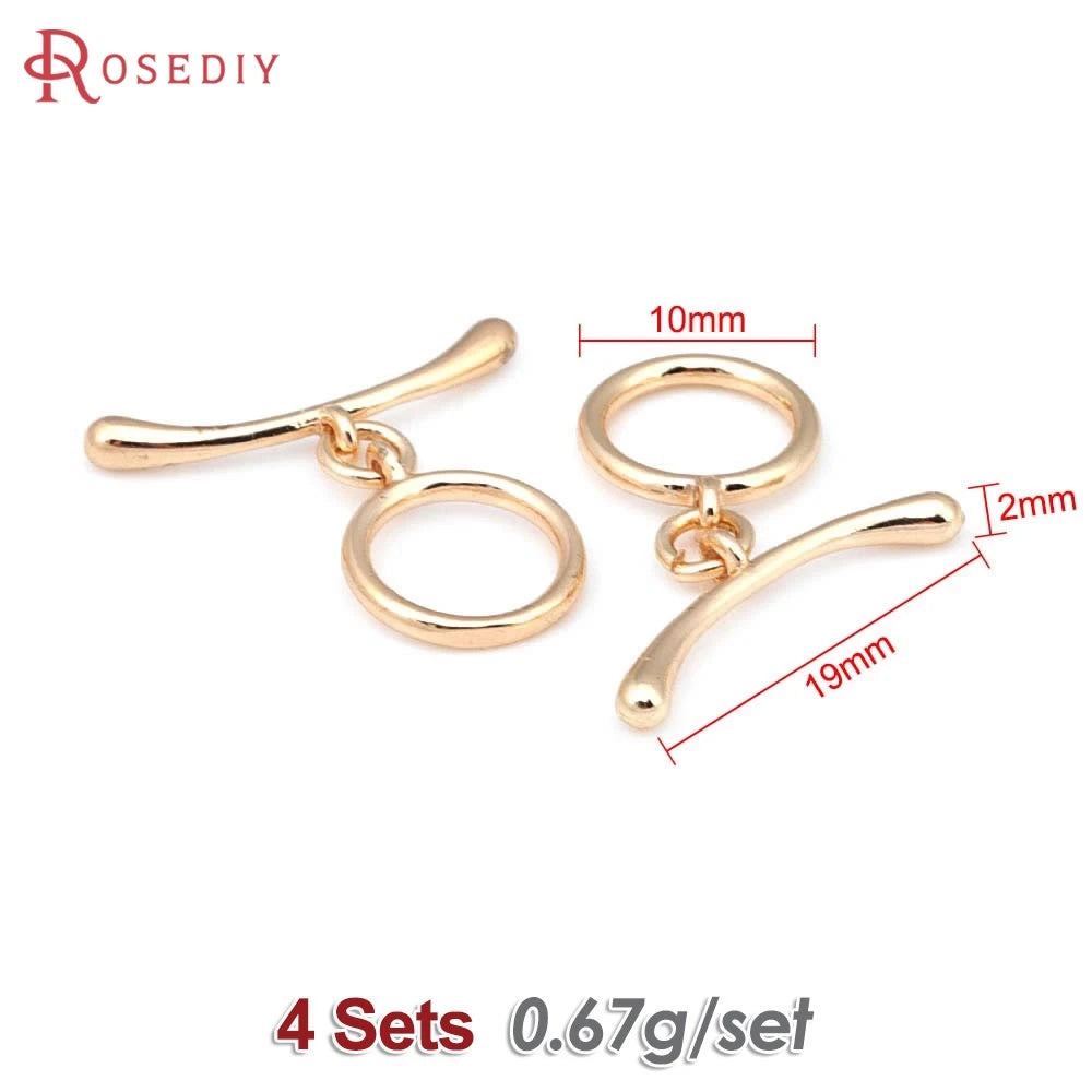 Four sets of 18K gold round O-toggle clasps for bracelets and jewelry making