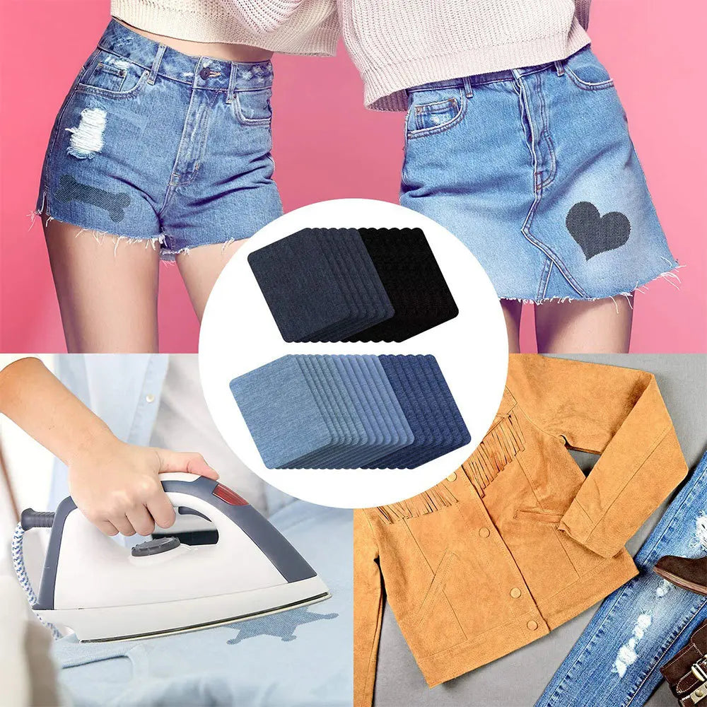 Iron-On Denim Patches for Jeans Repair & DIY Crafts