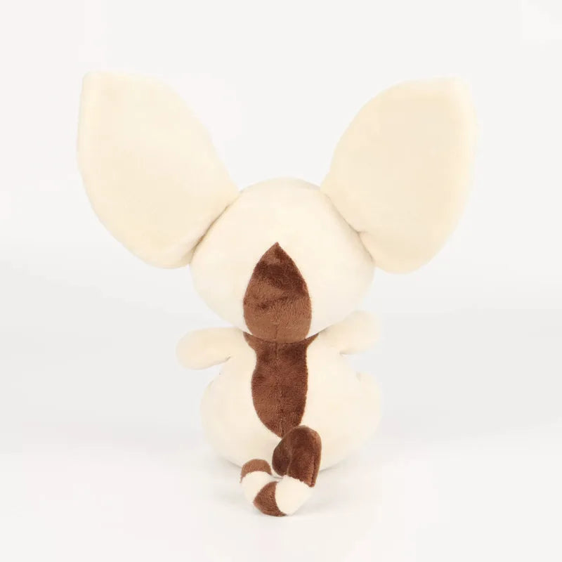 A soft, cream-colored plush doll resembling a rabbit or mammal with large ears and brown accents.