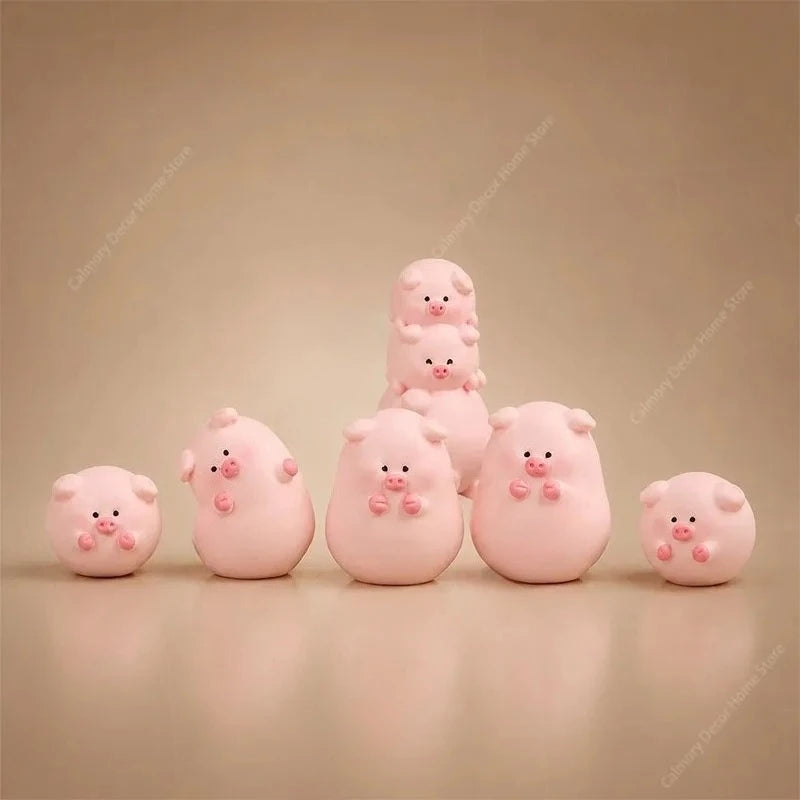 Cute Mini Piggy Resin Figurine for Desk, Shelf & Garden Decor