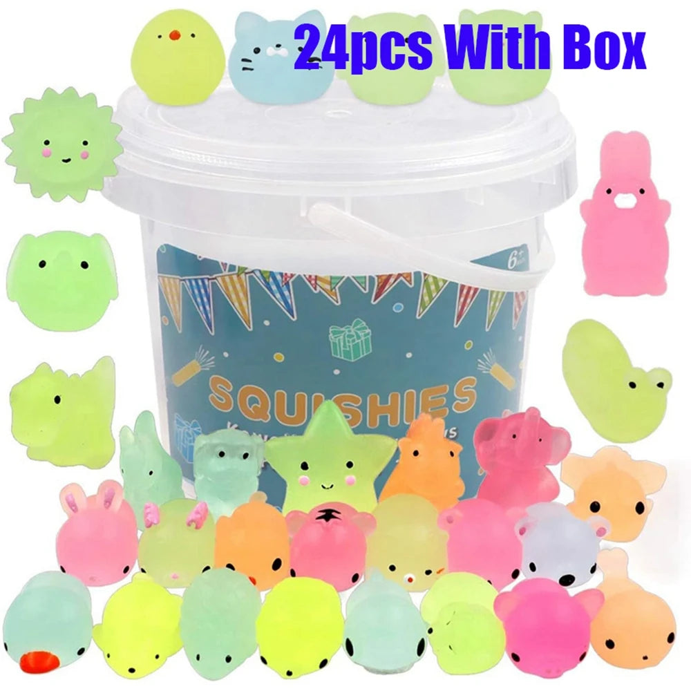 Kawaii Animal Squishy Toys – Glow in the Dark Stress Relievers (Party Pack)