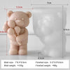 A pink silicone mold of a bear is shown next to its finished product, demonstrating the size and weight difference.