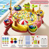 Pink table legs version of a magnetic fishing game set for kids with various rods and buckets