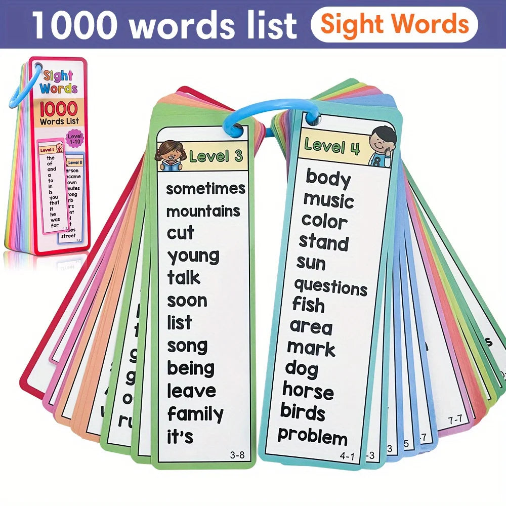 1000 Sight Words Flash Cards for Kids Learning Set