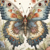 A detailed watercolor illustration of a butterfly, featuring intricate patterns and colors, suitable for a cross stitch kit.