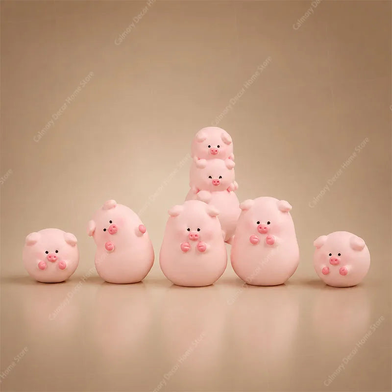 Cute Mini Piggy Resin Figurine for Desk, Shelf & Garden Decor