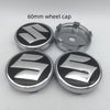 Two silver 60mm wheel caps for Suzuki wheel hub center caps are shown.