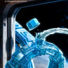 A blue circular water tank component is shown inside a vehicle, highlighting a capacity upgrade feature.
