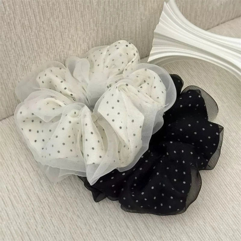Polka Dot Mesh Scrunchie Hair Ties