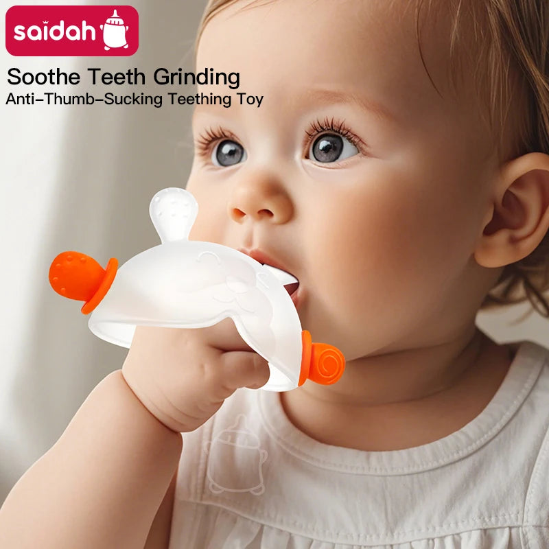 Bunny Silicone Teething Toy with Hidden Handle