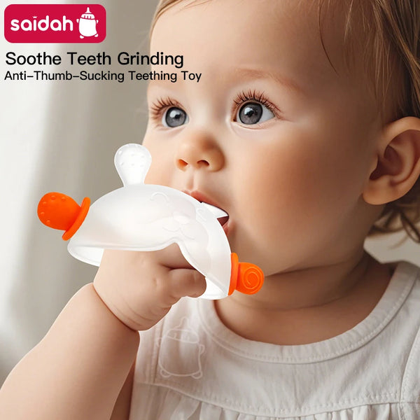 Bunny Silicone Teething Toy with Hidden Handle