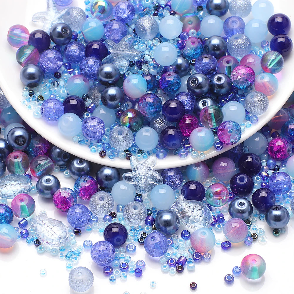 Crystal Glass Seed Beads for Jewelry Making – 45g Mixed Colors & Shapes
