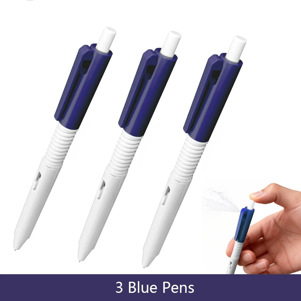 Three blue squirt water spray pens shown against a white background.
