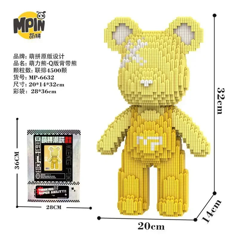 A yellow star bear mini building block set made of interlocking plastic pieces.