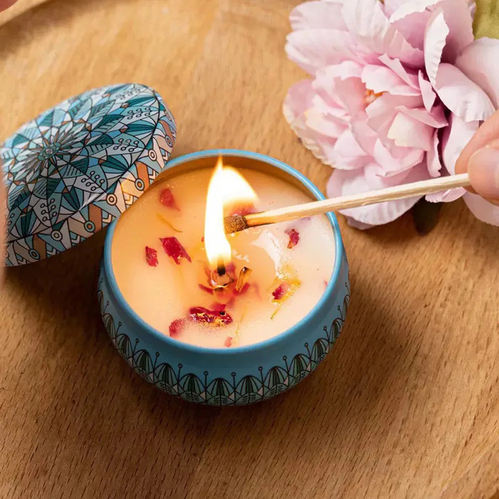 Dried Flower Aromatherapy Candle with Essential Oil