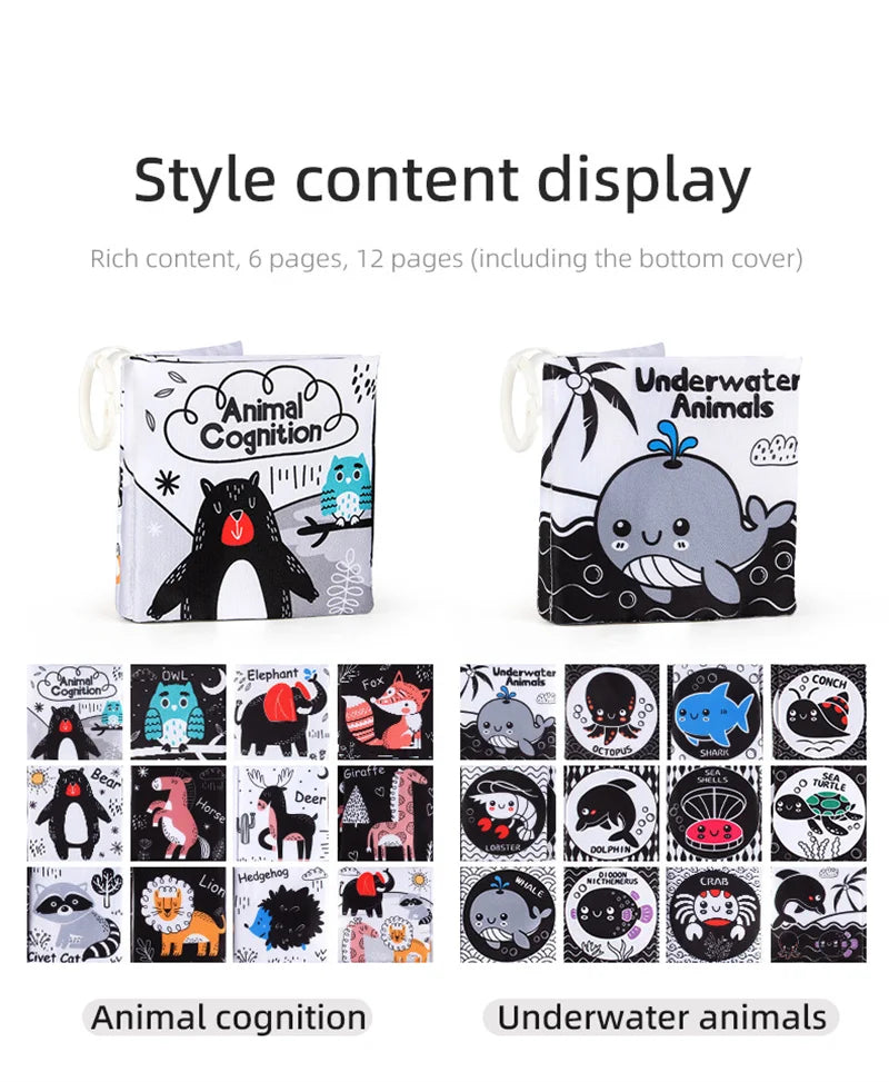 A set of two animal cognition and underwater animals cloth books for early learning