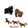 A set of six brown African wildlife animal building blocks models for kids and collectors