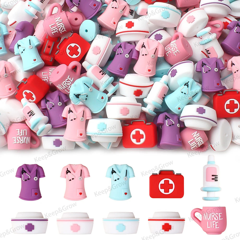 Nurse-Themed Silicone Focal Beads for Jewelry Making and DIY Crafts