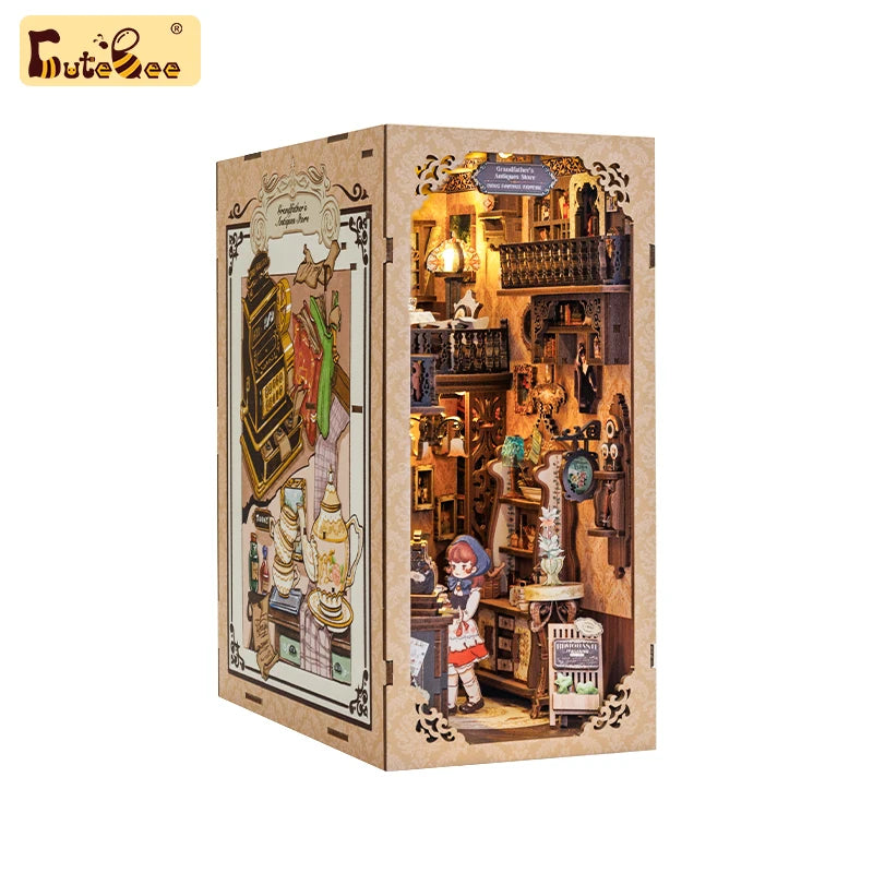 Owl Bookstore Miniature Book Nook DIY Kit with LED Lighting