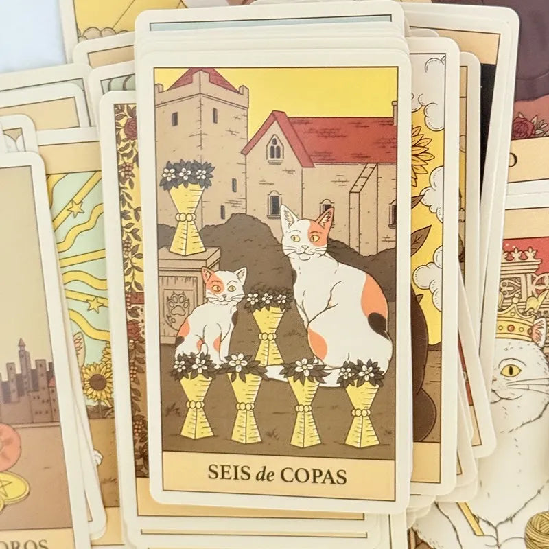 Cat Tarot Deck – 78-Card Spanish Edition with Cat-Themed Art