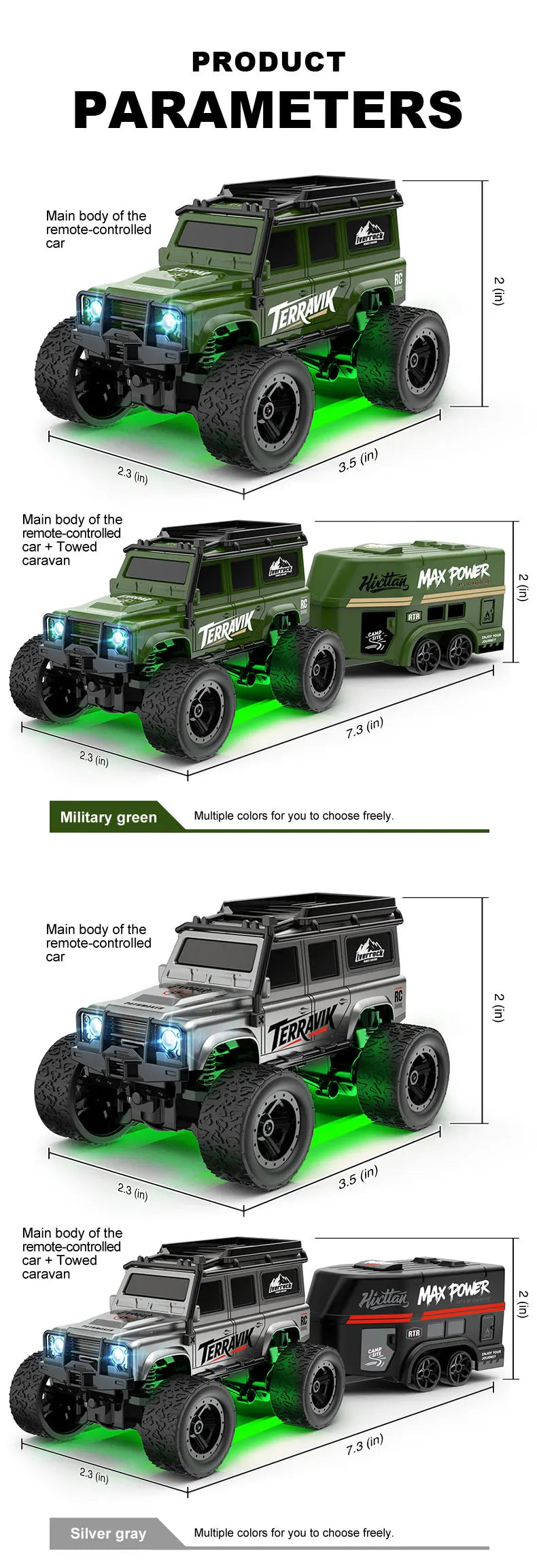 Mini Remote Control Climbing Car with Trailer