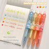 A set of four colorful quick-drying gel pens featuring fruit designs used for diary decoration and drawing.