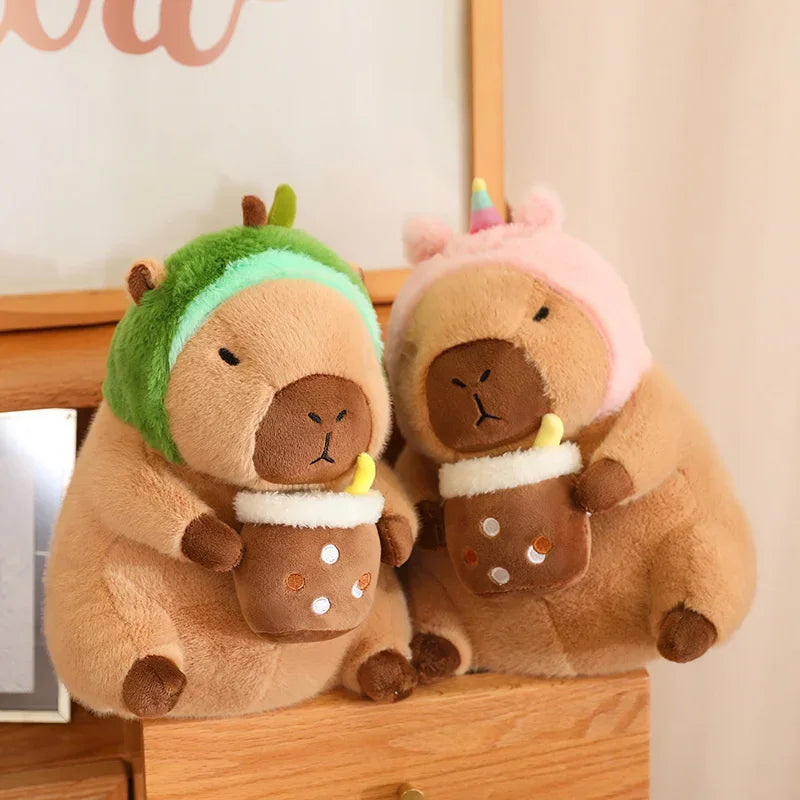 Adorable Capybara Plush Toy with Cute Turtle Backpack