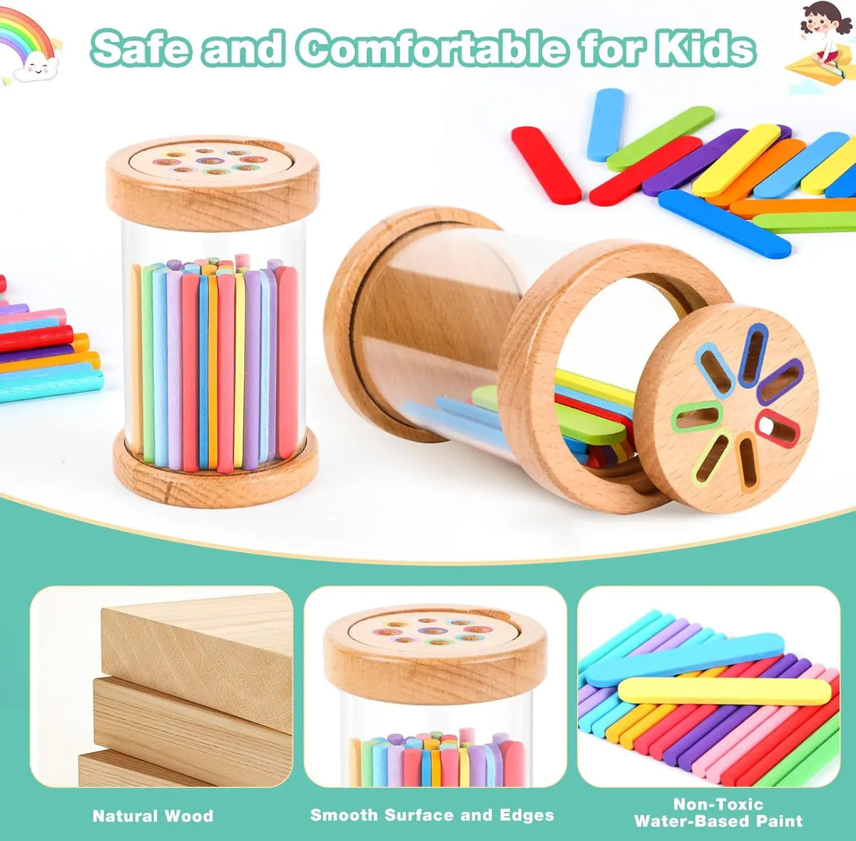 Wooden Color Sorting Toy for Toddlers – Montessori Fine Motor Skills Game