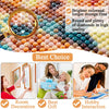 A close-up of a colorful diamond painting kit featuring various colored stones and a magnifying glass, promoting DIY home dec