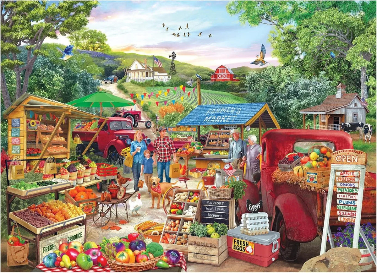 Farm Market Red Trucks Jigsaw Puzzle